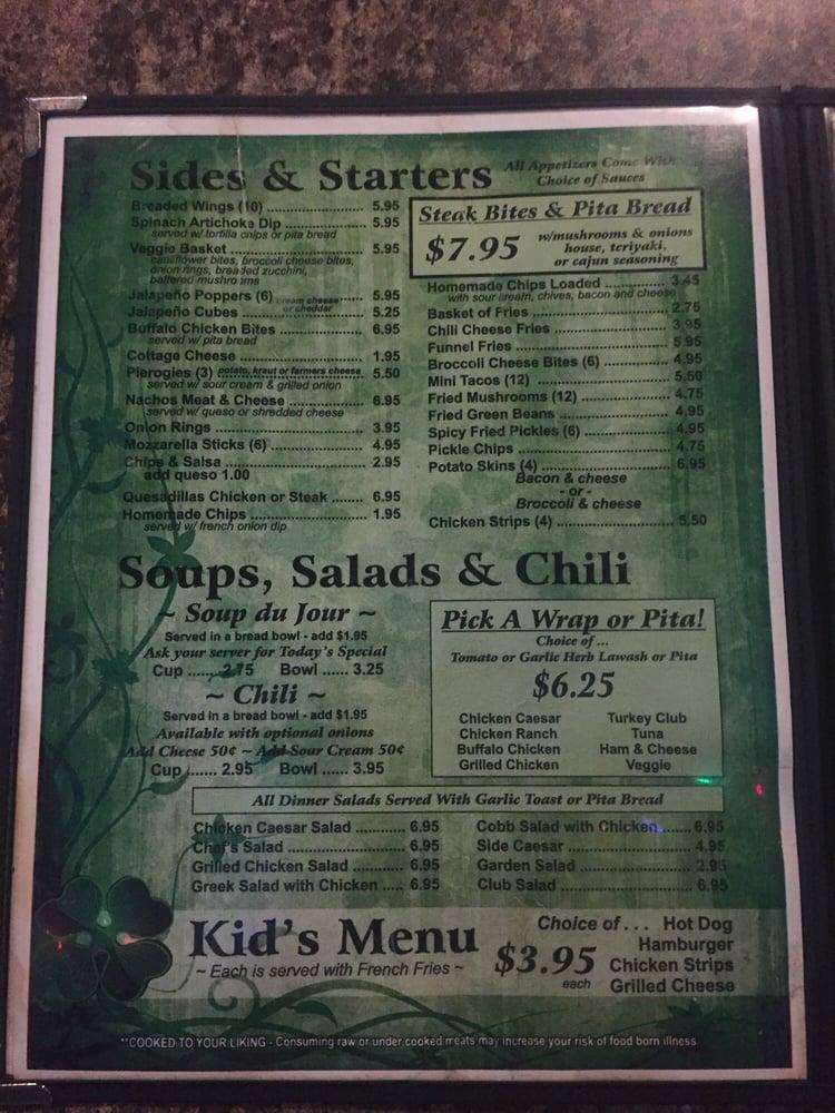 Menu at McCaffery's Bar, Lincoln Park