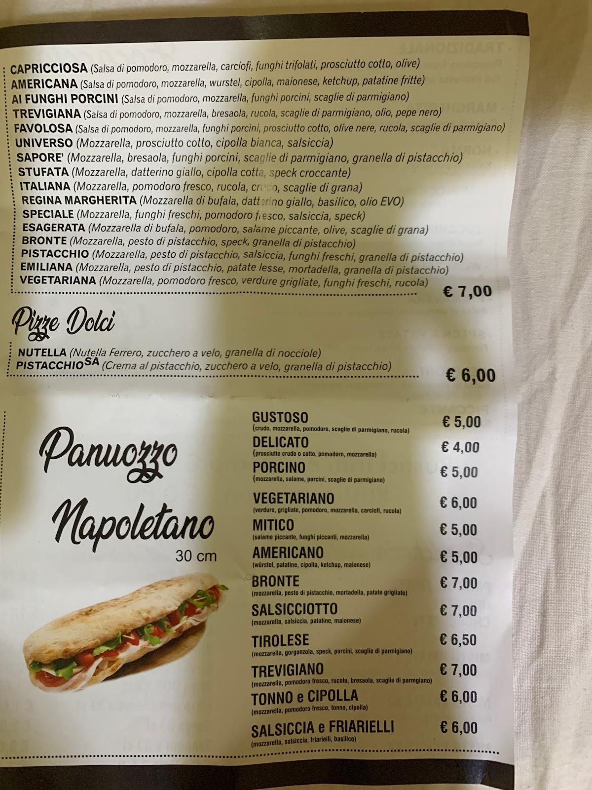 Menu da Pizzeria La Rosa, Messina