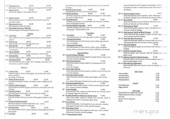 Menu at Thai Phoon Restaurant, Crystal River