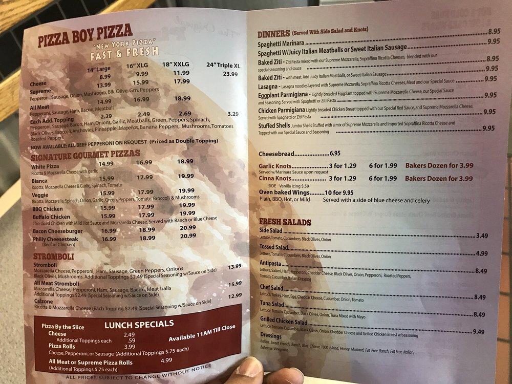 Menu at Pizza Boy Pizza pizzeria, Lake City