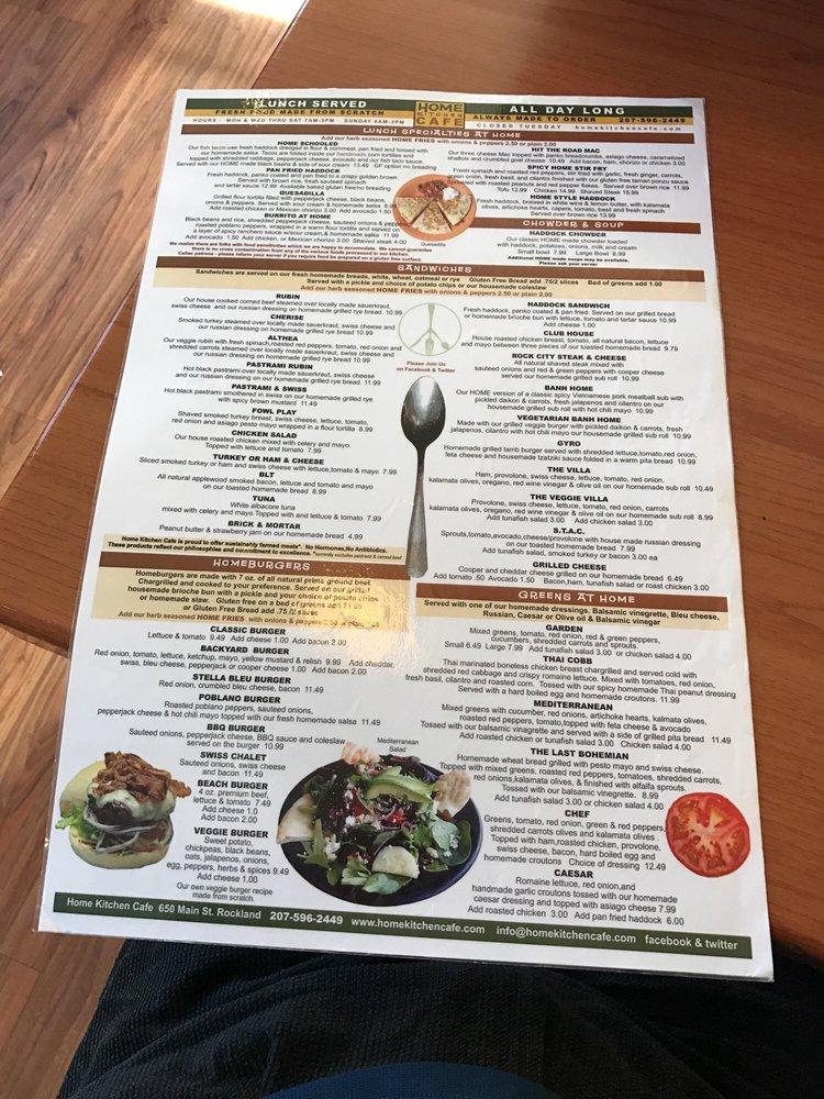 Menu at Home Kitchen Cafe, Rockland