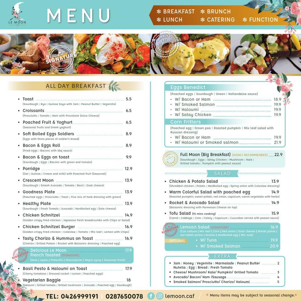 mala moon sea view & lounge cafe menu