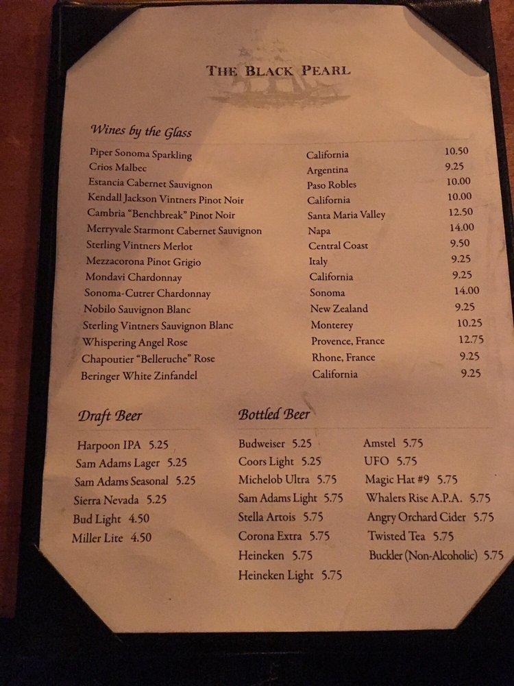 Menu at The Black Pearl restaurant, Newport, 30 Bannister's Wharf