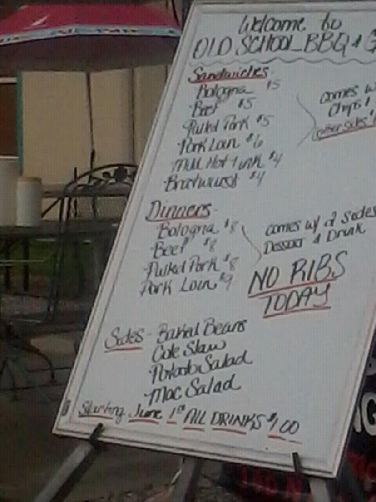 Menu at Old School BBQ and Grill, Inola