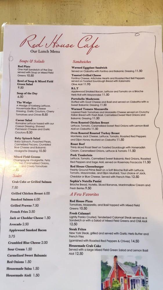Menu at Red House Cafe, Pacific Grove