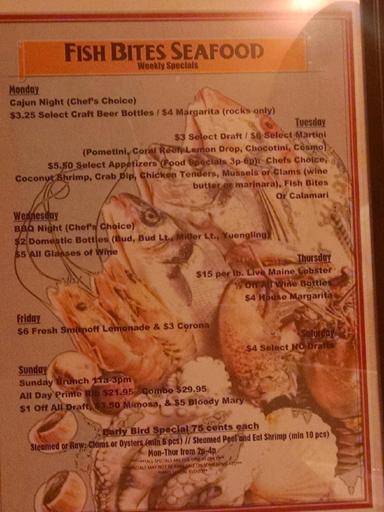 Menu at Fish Bites Seafood Restaurant, Wilmington
