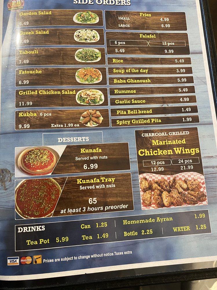 Menu at Pita Bell Kabab restaurant, Ottawa, Carling Ave