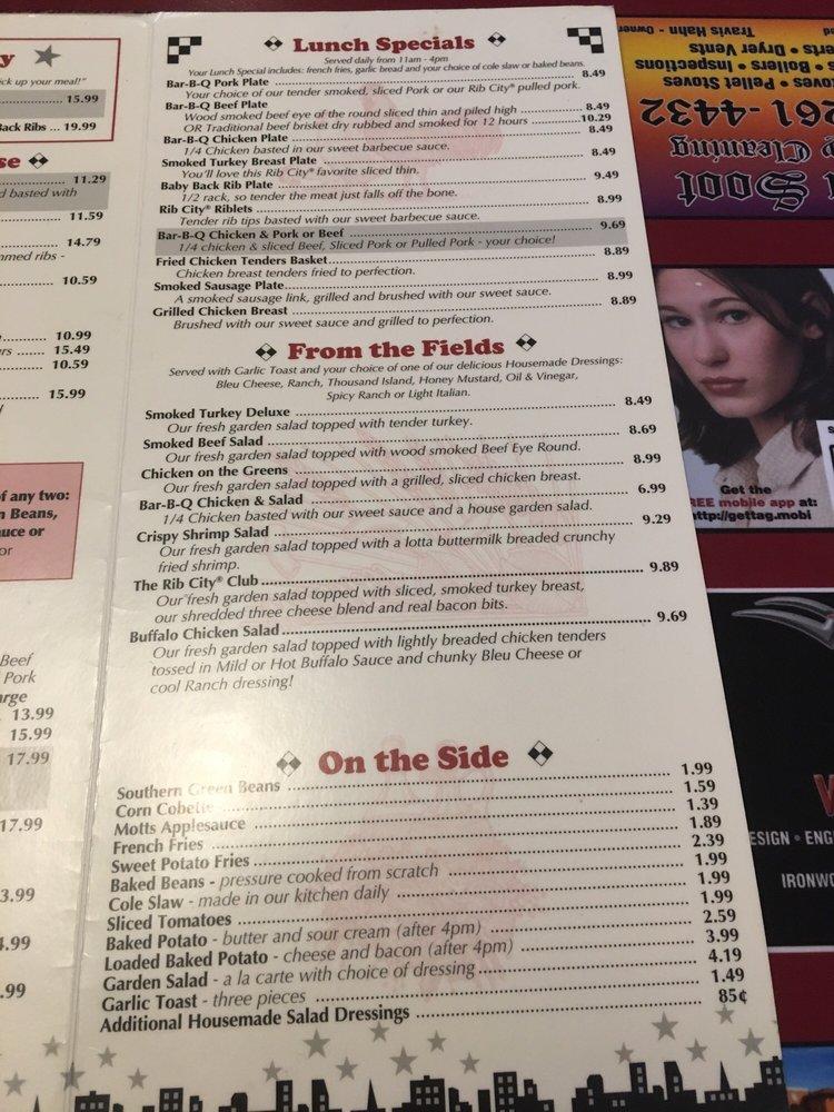 Menu at Rib City Grand Junction BBQ, Grand Junction, North Ave