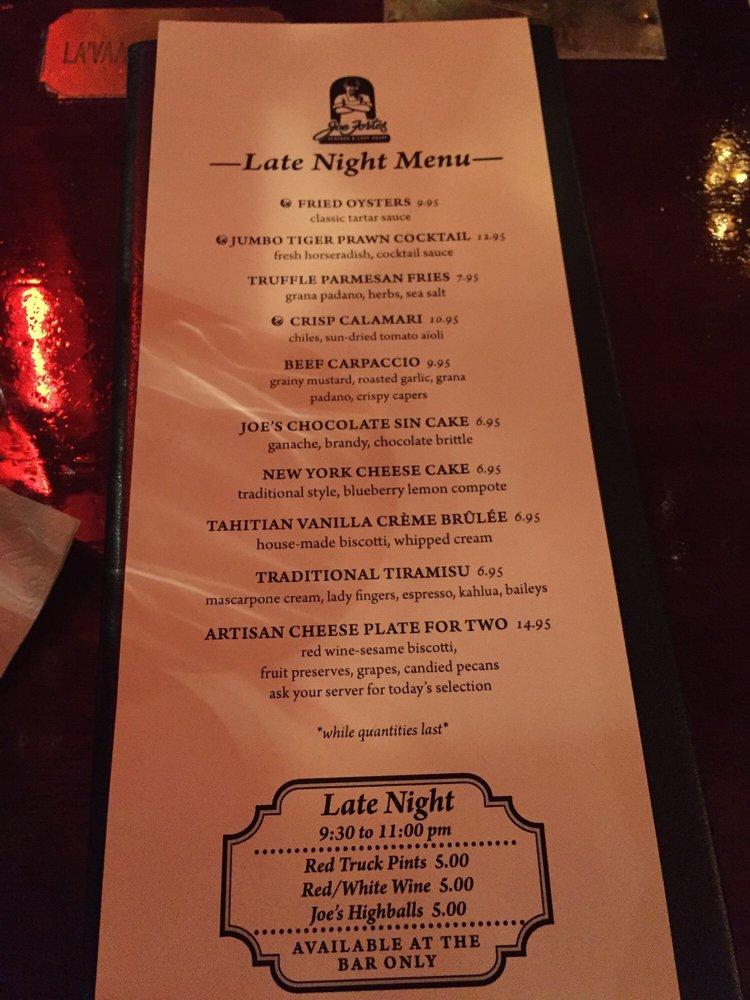 Menu at Joe Fortes Seafood & Chop House steakhouse, Vancouver, 777