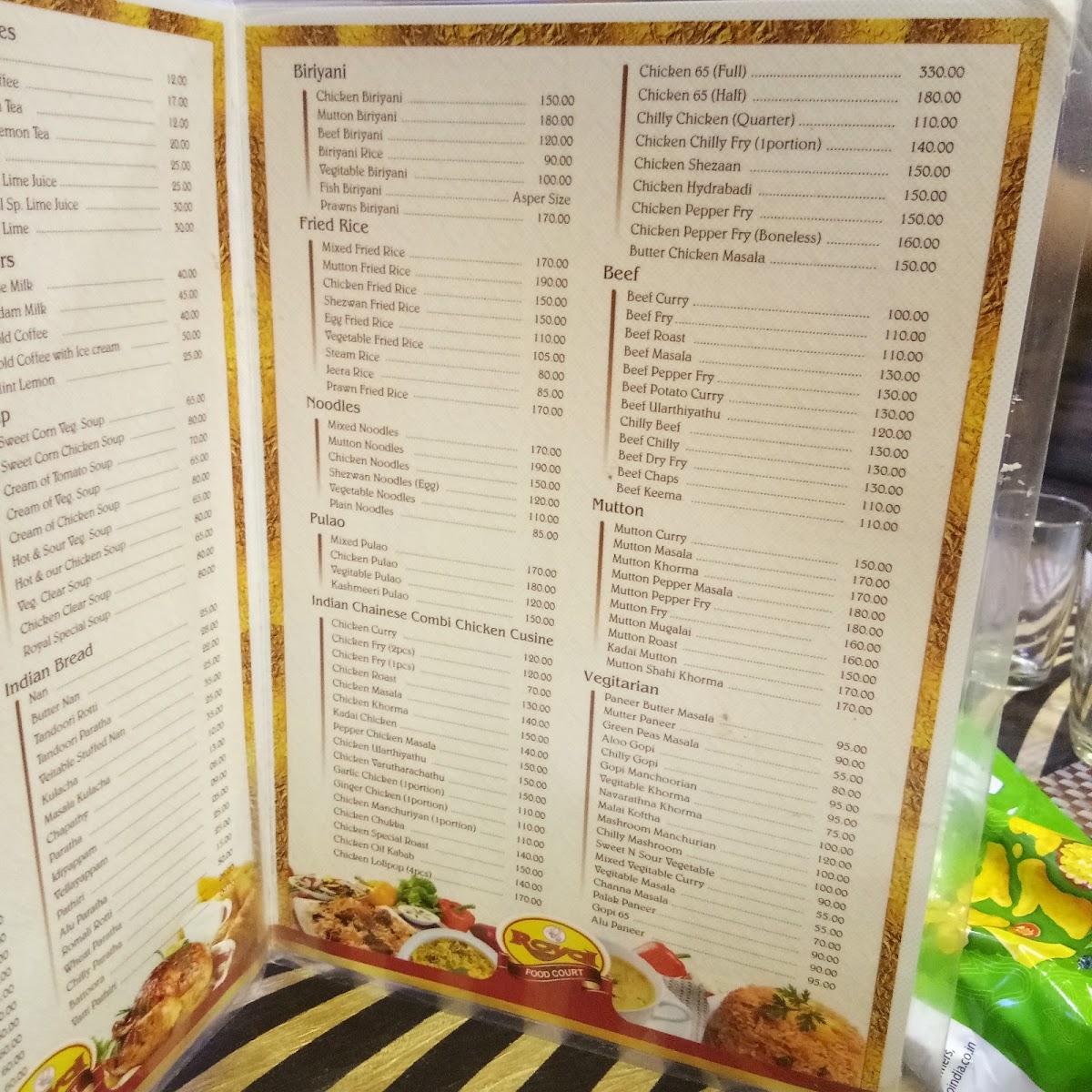 Menu at Royal Bakers, Aluva, Bridge Rd