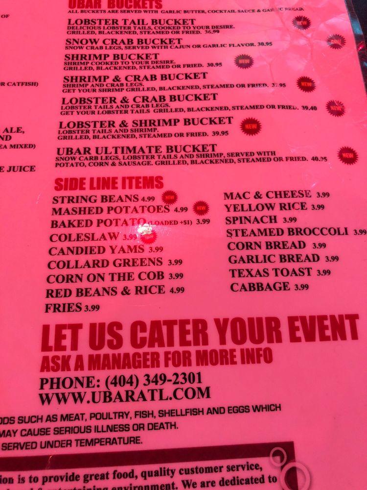 Menu at The U Bar, East Point, Camp Creek Pkwy 5070