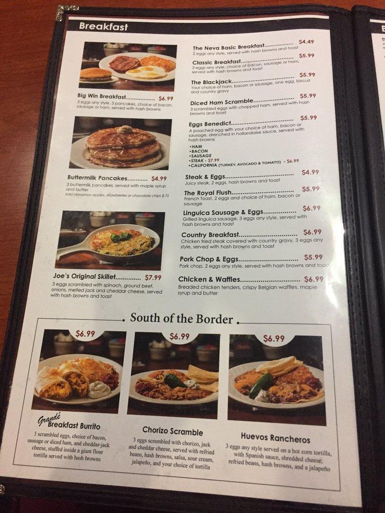 Menu at Top Deck restaurant, Reno