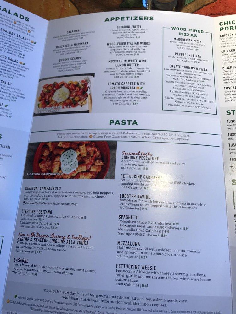 Menu at Carrabba's Italian Grill restaurant, Oro Valley, N Oracle Rd