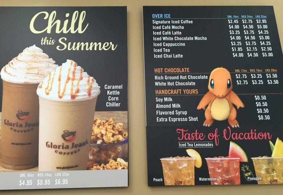 Menu at Gloria Jean's Coffees cafe, Rochester