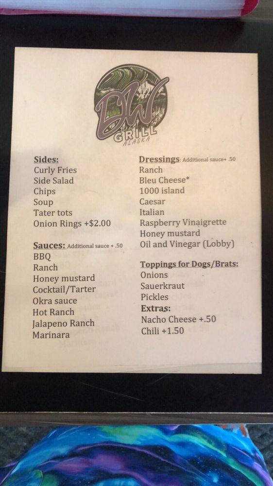 Menu at DW Grill and Catering restaurant, Fairbanks