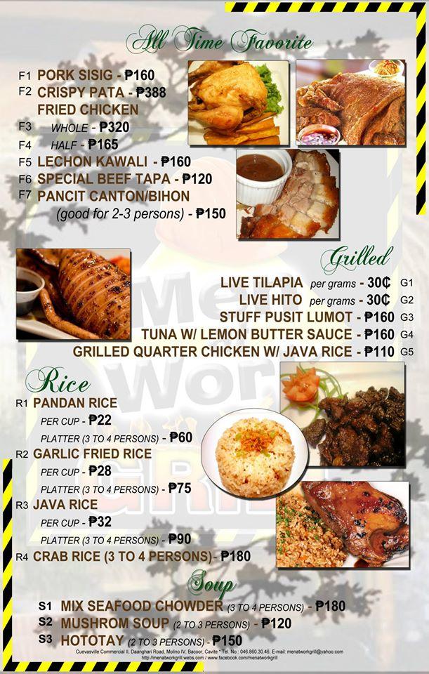 Menu at Men at Work pub & bar, Bacoor, Cuevasville Commercial