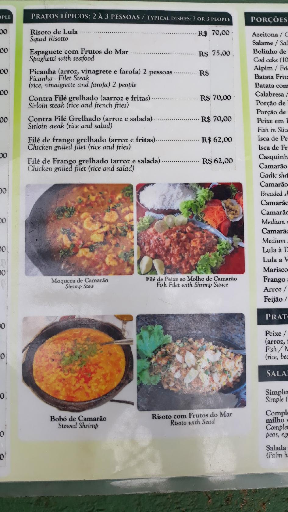 Menu Em Restaurante Recanto Da Cachoeira Brasil