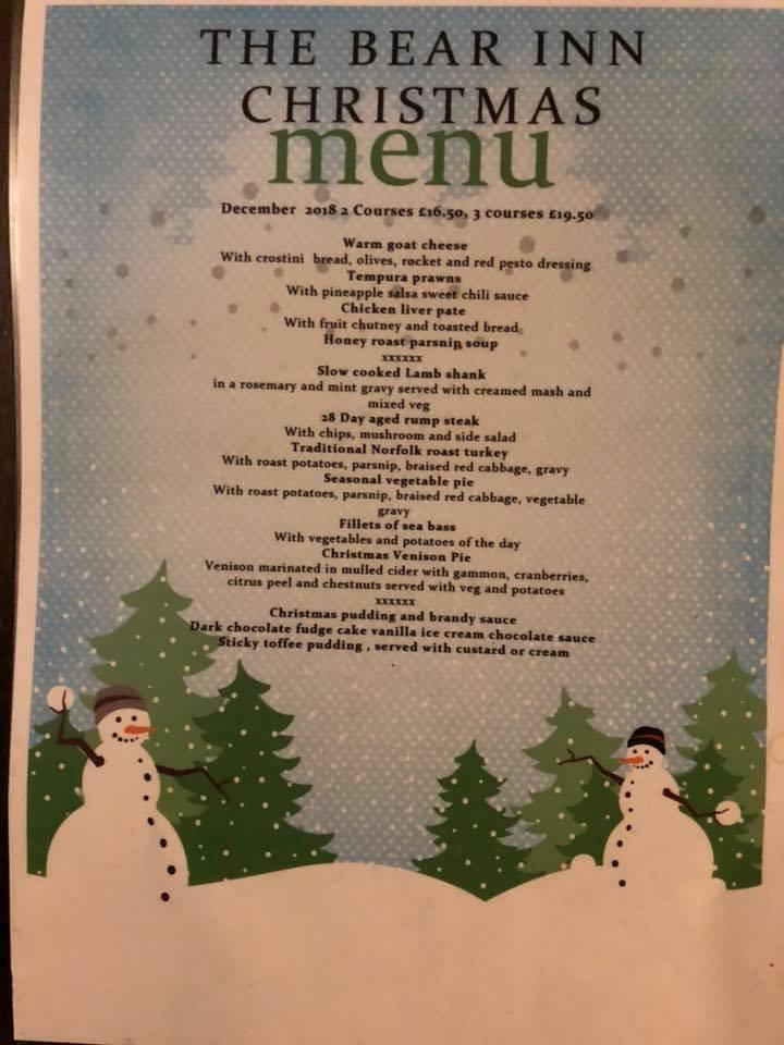 Menu at The Bear Inn pub & bar, Bisley