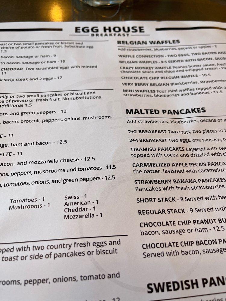 Menu at Egg House restaurant, Lombard
