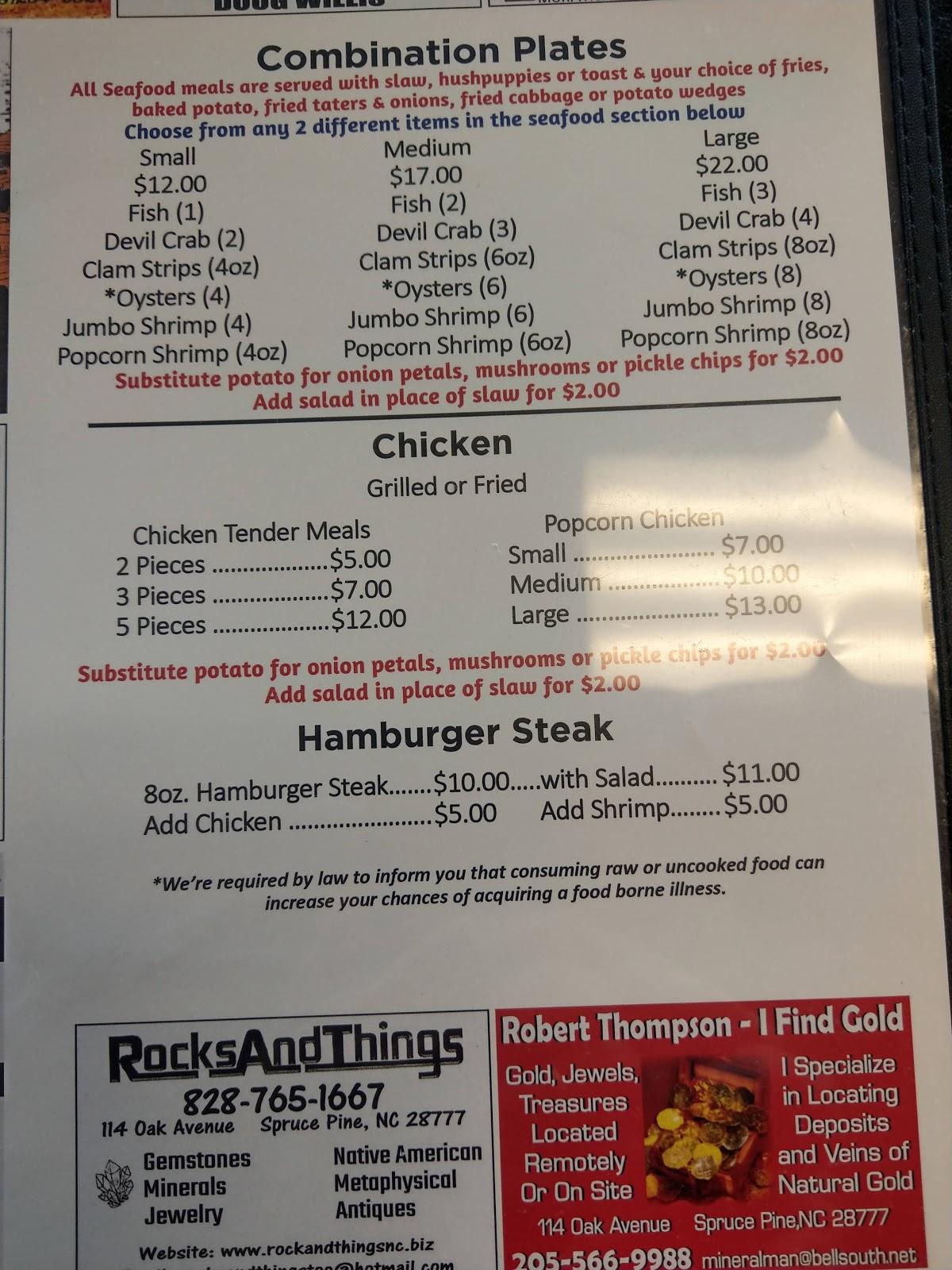 Menu at Anchor's Away Cafe' Inc., Spruce Pine, 163 Skyview Cir