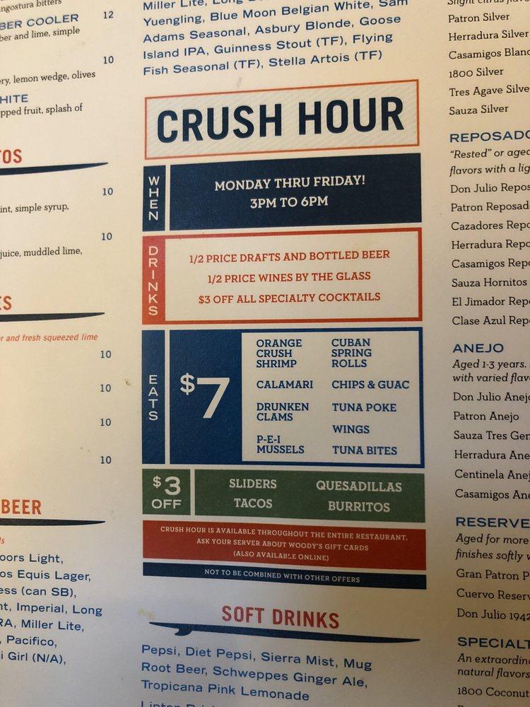 Menu at Woody's Ocean Grille Tinton Falls restaurant, Tinton Falls