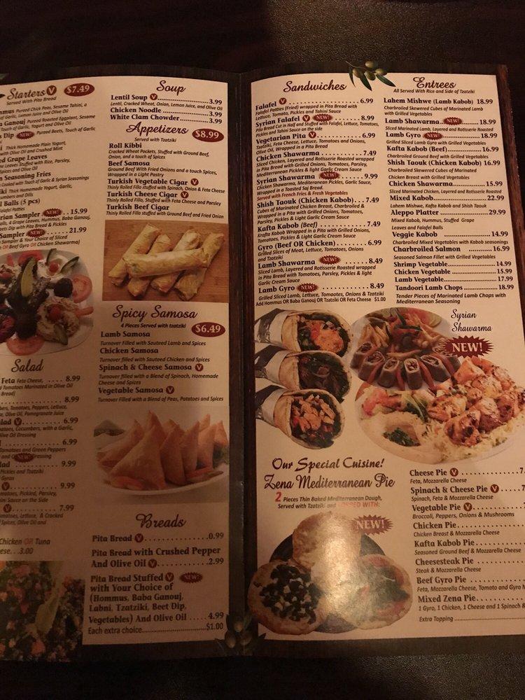 Menu at Zena's American Mediterranean Cuisine & Catering pizzeria, Collingswood, 400 Richey Ave