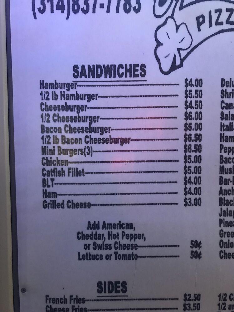 Menu at BJ's Bar and Restaurant, Florissant