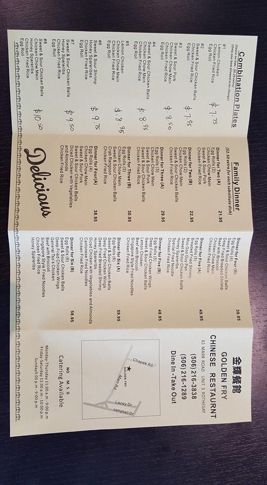 Menu at Golden Fry Chinese Restaurant, Rothesay