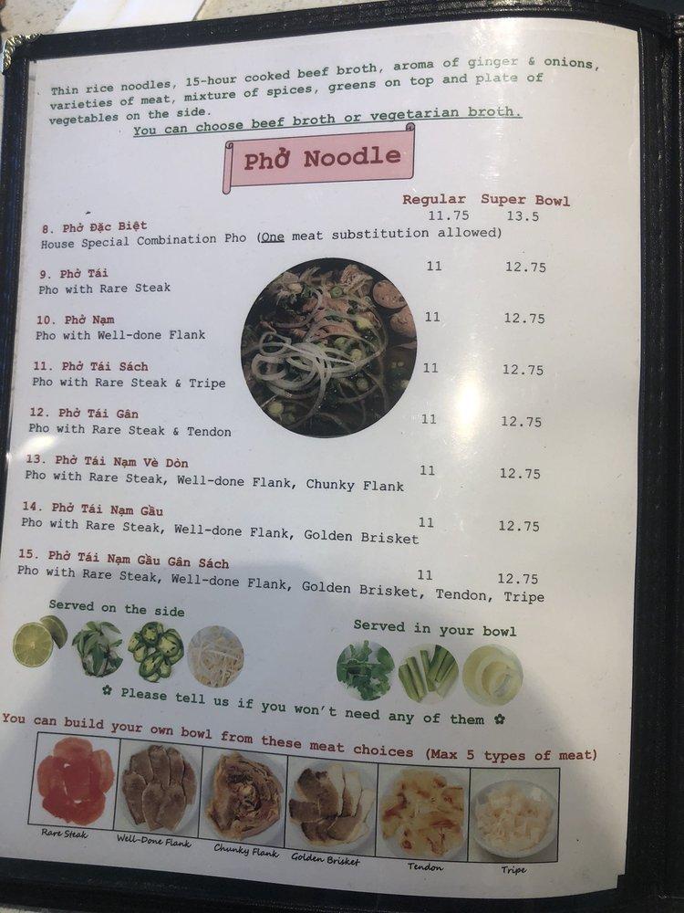 Menu at Pho Super Bowl Alhambra restaurant, Alhambra