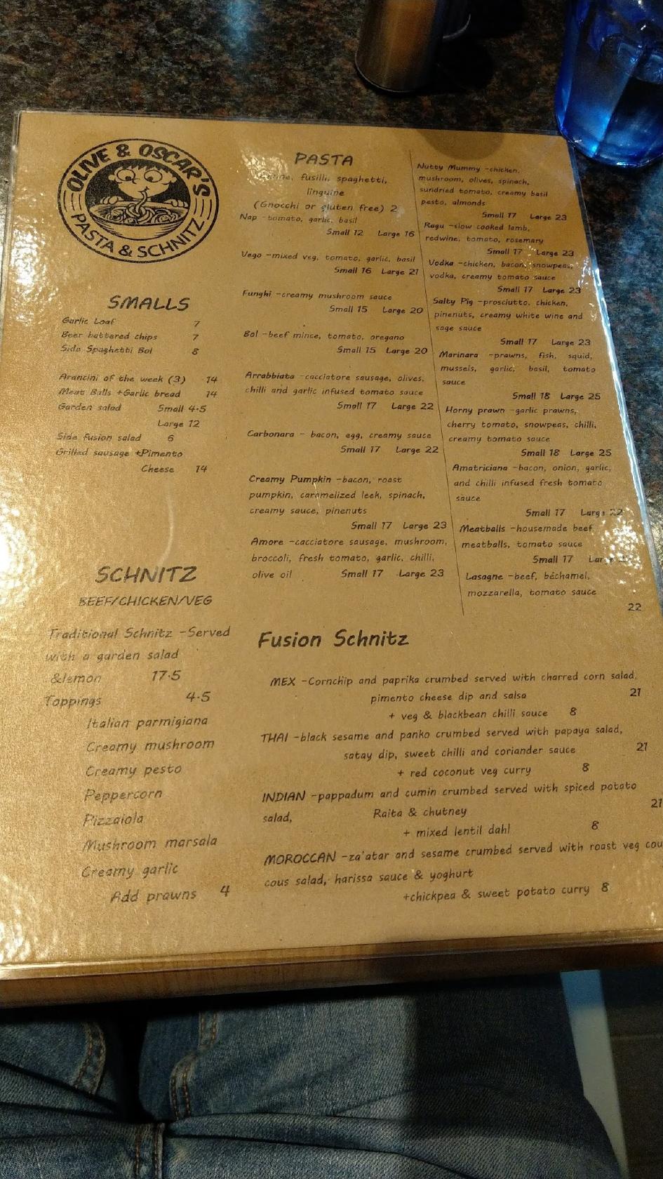 Menu at Olive And Oscars restaurant, Applecross