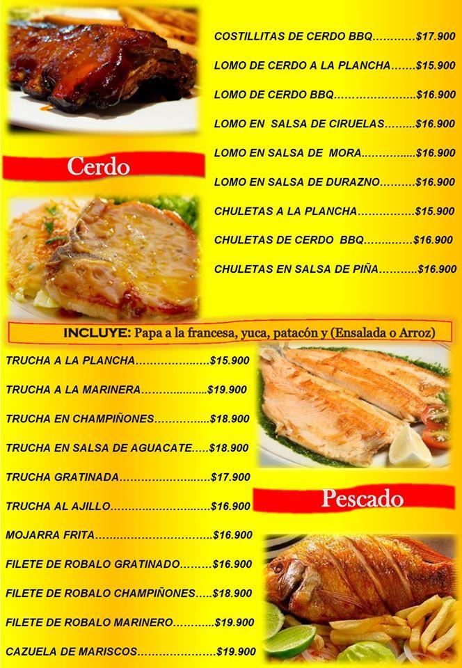 Menu at El fuego del sabor steakhouse, Tunja