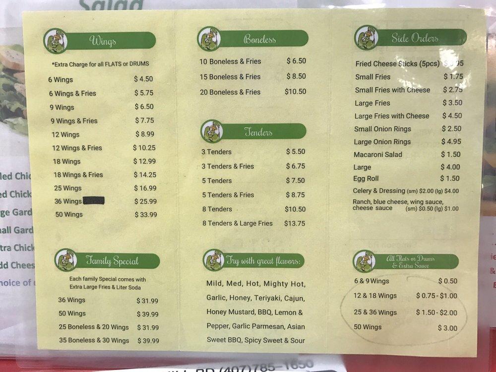 Menu at Mighty Wings restaurant, Poinciana