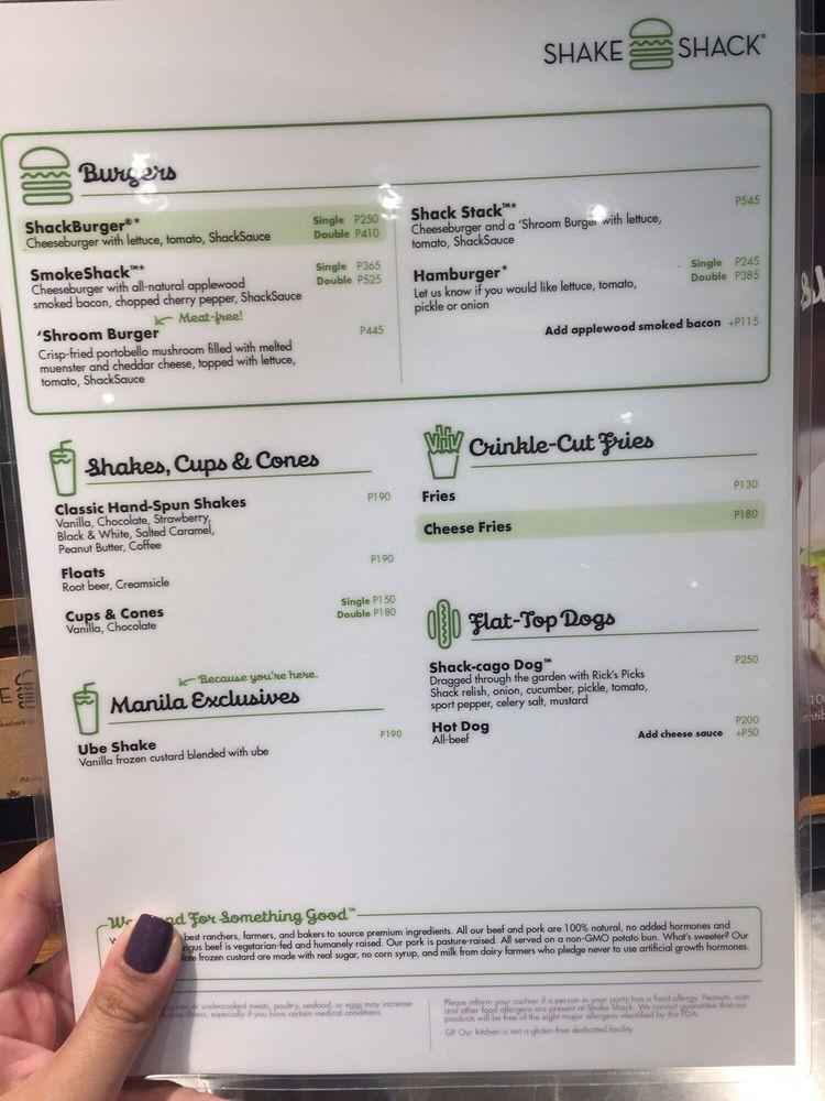 Menu at Shake Shack SM Megamall fast food, Mandaluyong, Ground Flr. Bldg. D