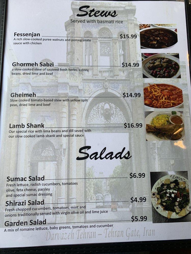 Menu at Sumac Cafe, Cottonwood Heights