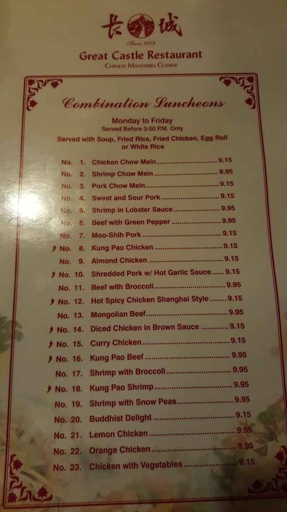 Menu at Great Castle Chinese Restaurant, Bakersfield