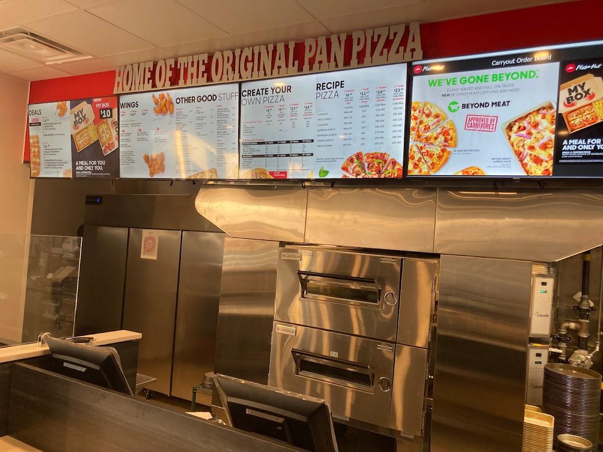 Menu at Pizza Hut restaurant, Mitchell