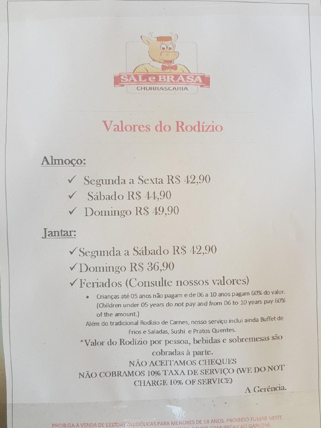 Menu em Churrascaria Sal e Brasa Maceió Maceió R Prof Ernani de