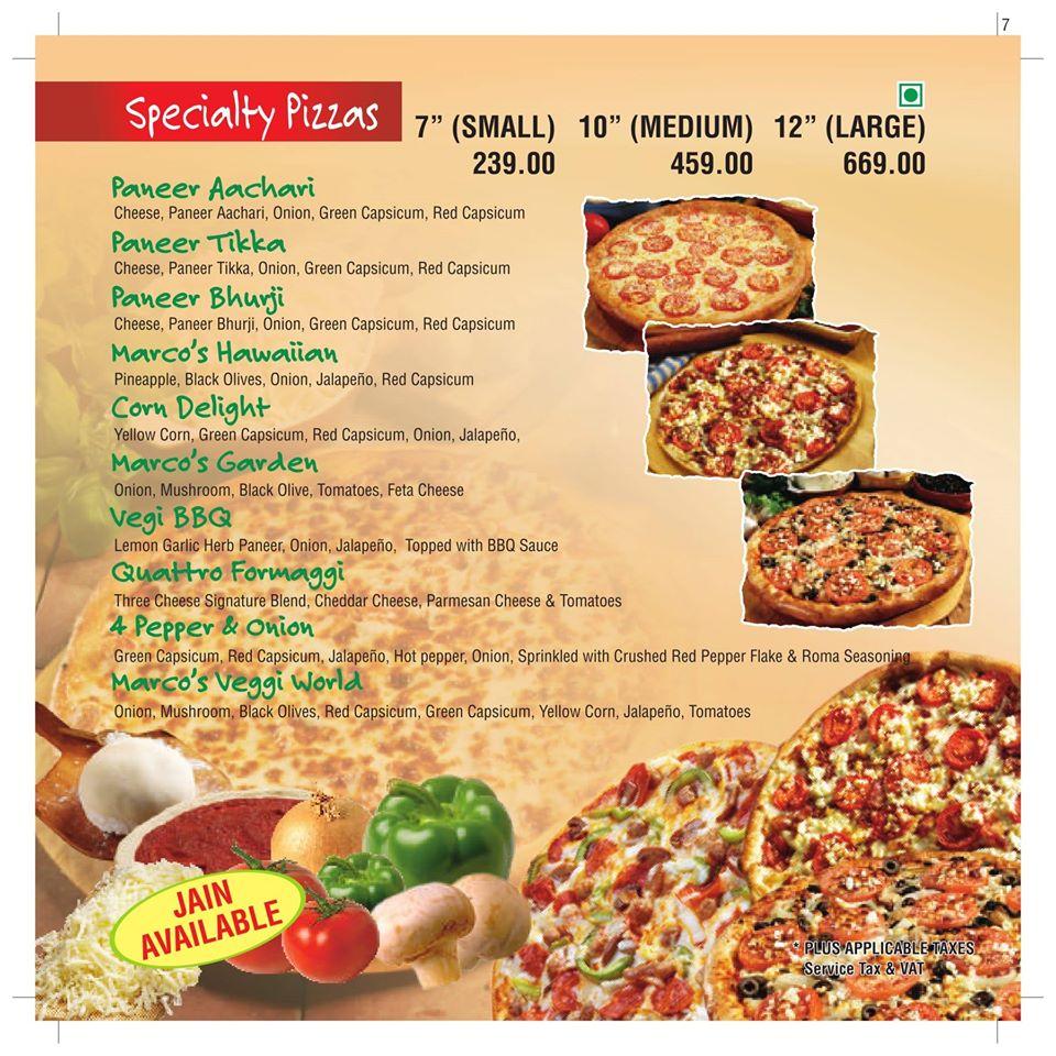 Menu at Marcos Pizza at Vasna Bhayli, Vadodara