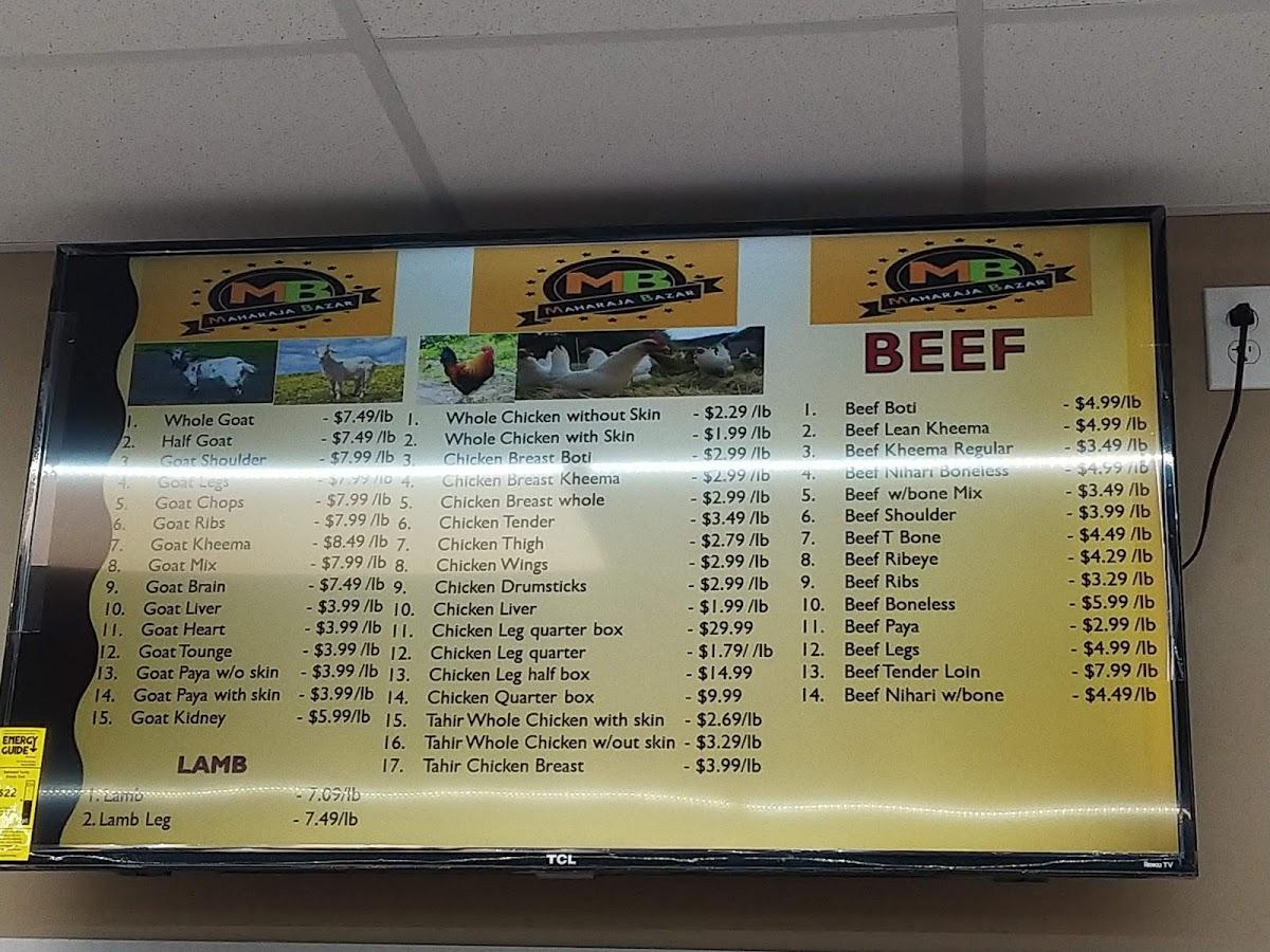 Menu at Maharaja IndoPak Grocery and Halal Meat, Katy
