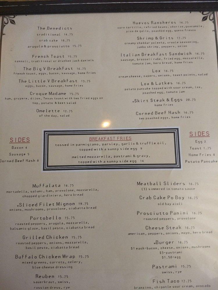 Menu at Vittorio's steakhouse, Amityville