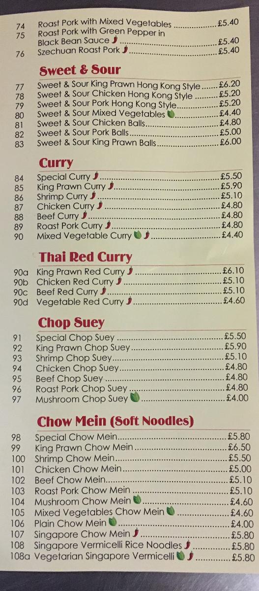 Menu at Jasmine fast food, ShorehambySea