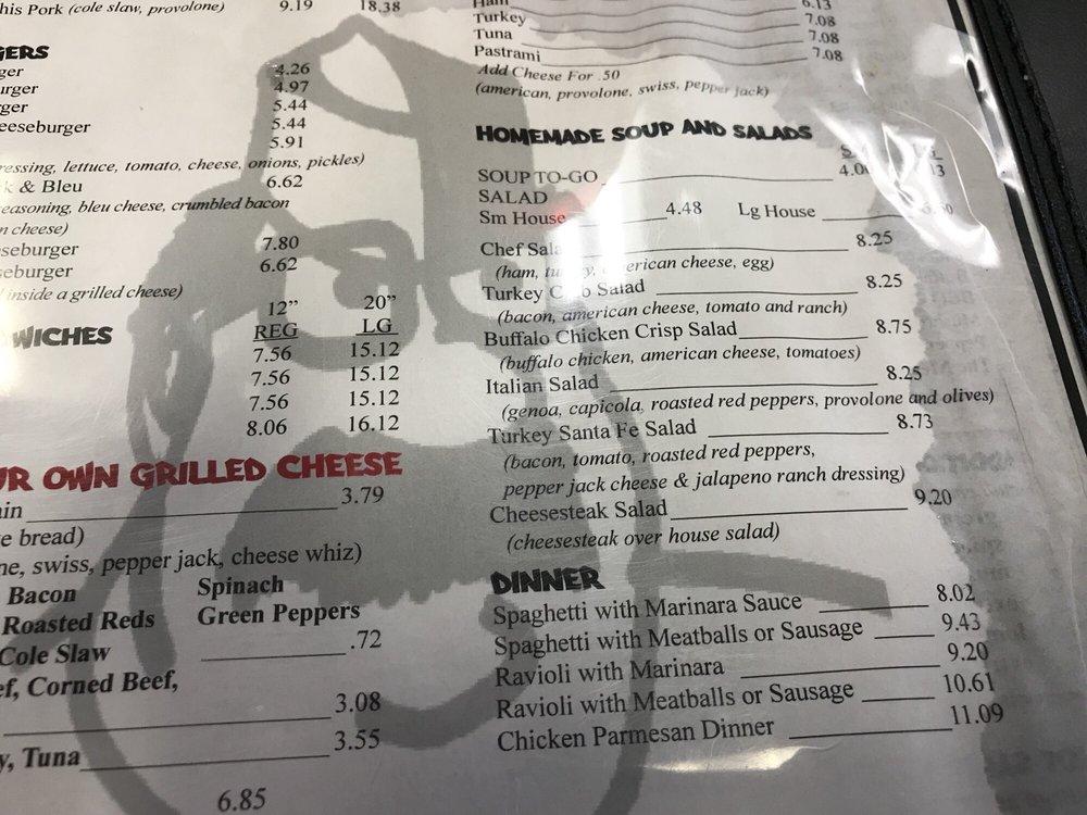 Menu at Pudge's Steaks & Hoagies steakhouse, Blue Bell, Dekalb Pike