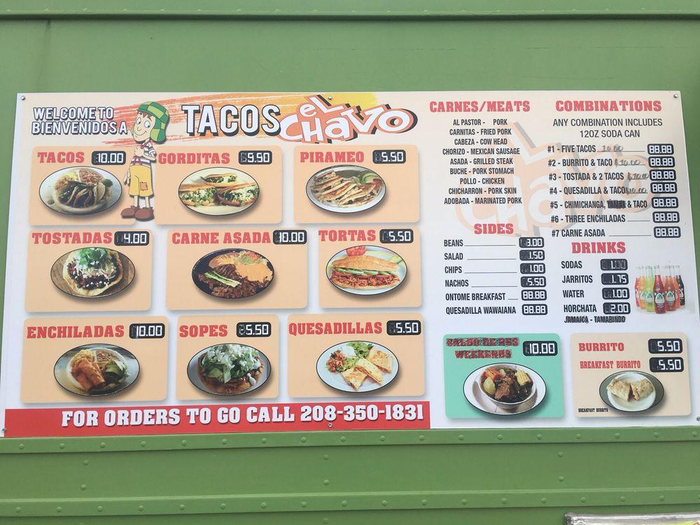 Carta del restaurante El Chavo, Boise, W Overland Rd