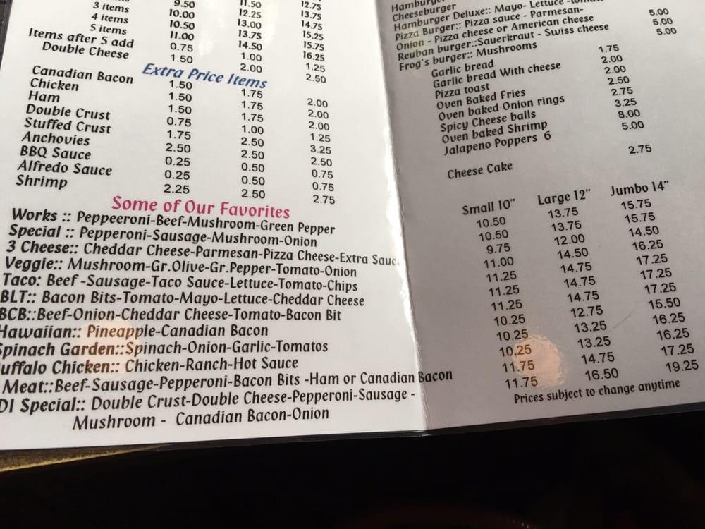 Menu at Frankie's Pizza pizzeria, Ashland