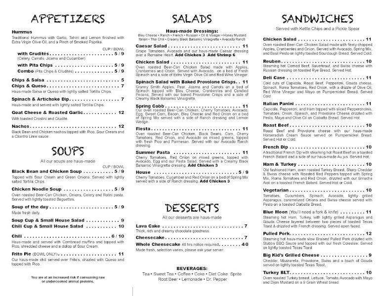 Menu At Sozial Haus Pub & Bar, Fredericksburg