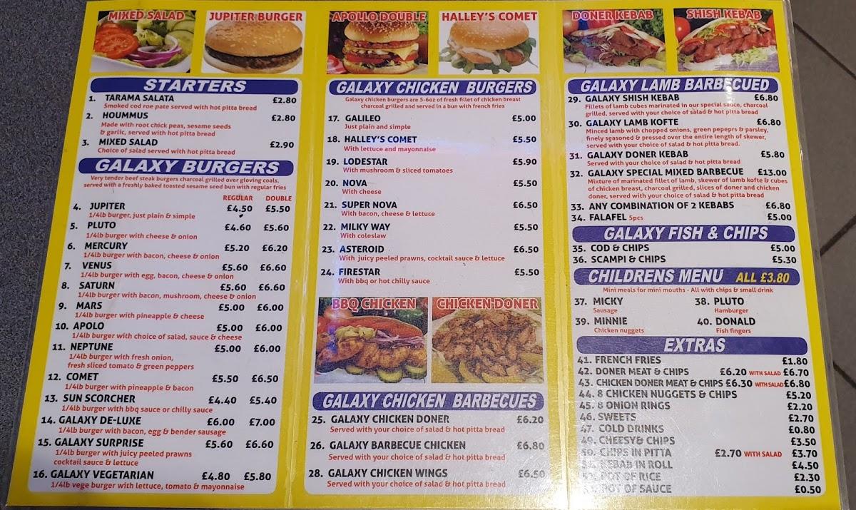 Menu at Burger Kebab Galaxy fast food, Uxbridge