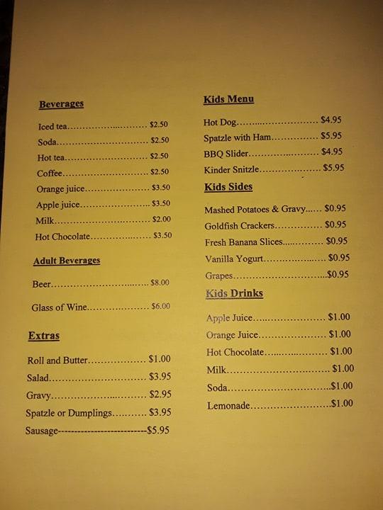 Menu at Europa restaurant, Black Diamond, 216th Ave SE