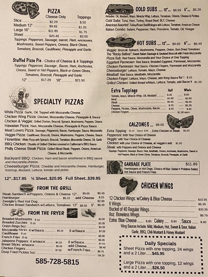 Menu at Belt In The Eye restaurant, Wayland