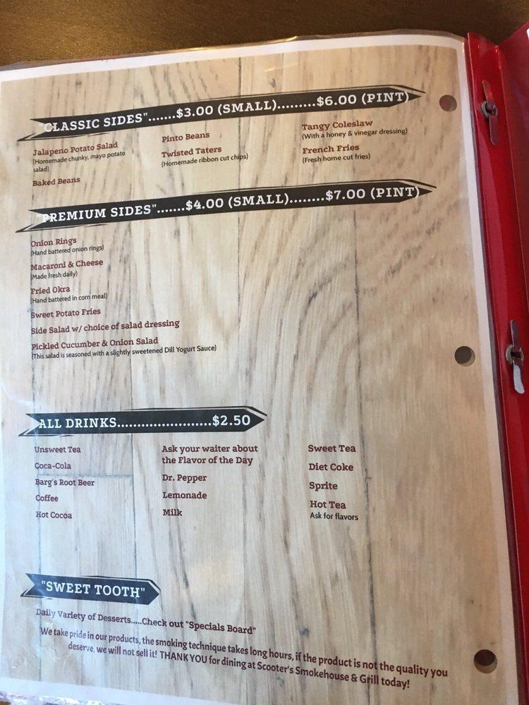 Menu at Scooter's Smokehouse & Grill BBQ, Conifer