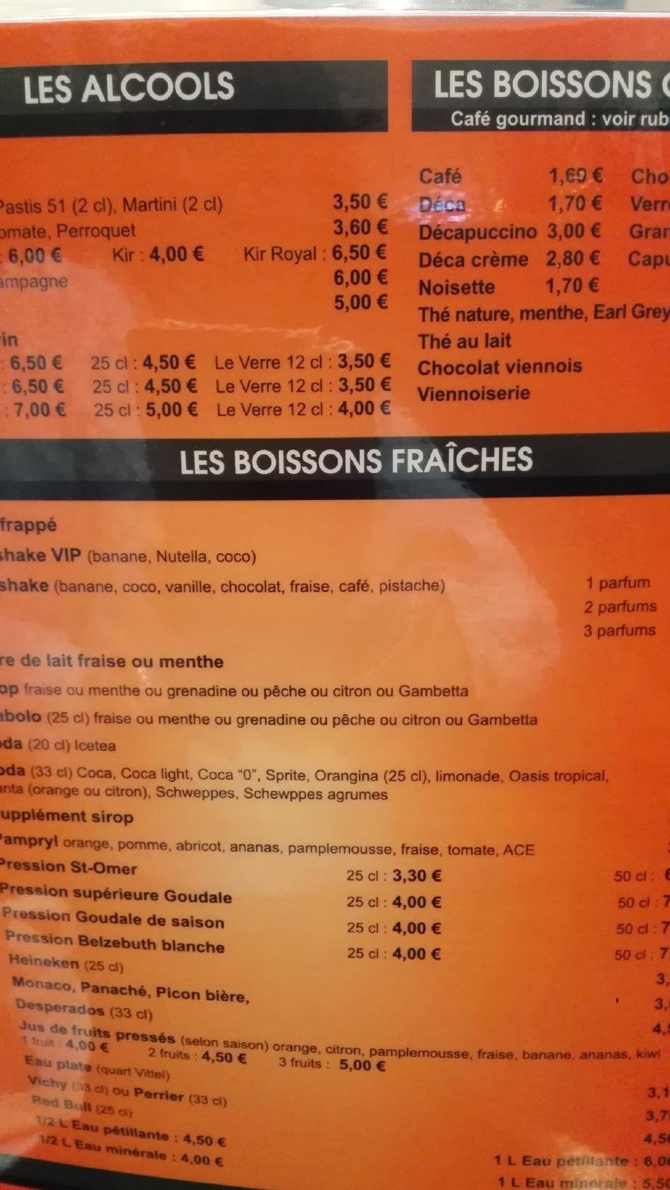 Carta del restaurante Le Carré, Marsella, Zone Commerciale la Valentine